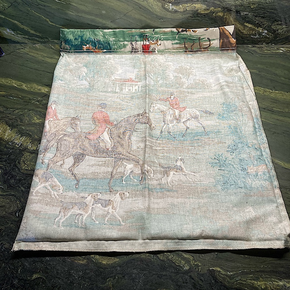Equestrian Horse Tote Or Pillow Cover Chintz Drawstring Brown Red Green - Picture 7 of 14